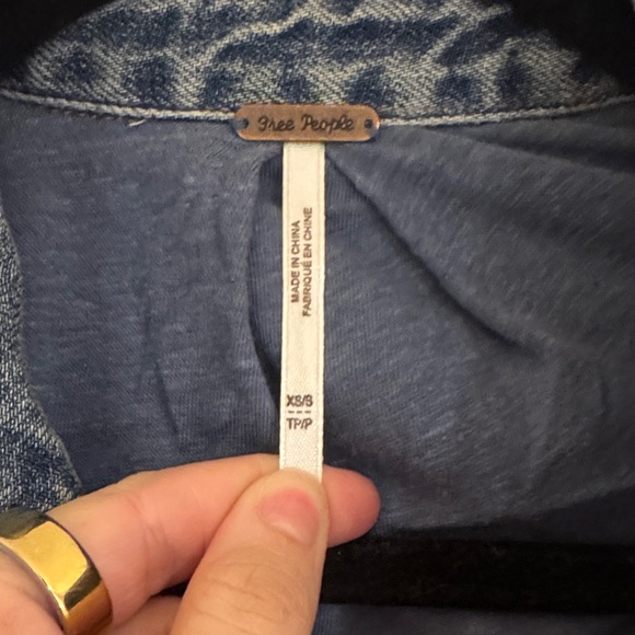 Free People Patterned Denim Jacket with Tribal Design - Picture 2 of 2
